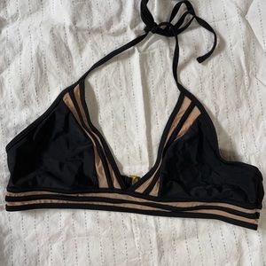 Black/Nude Mesh Detail Bikini Top